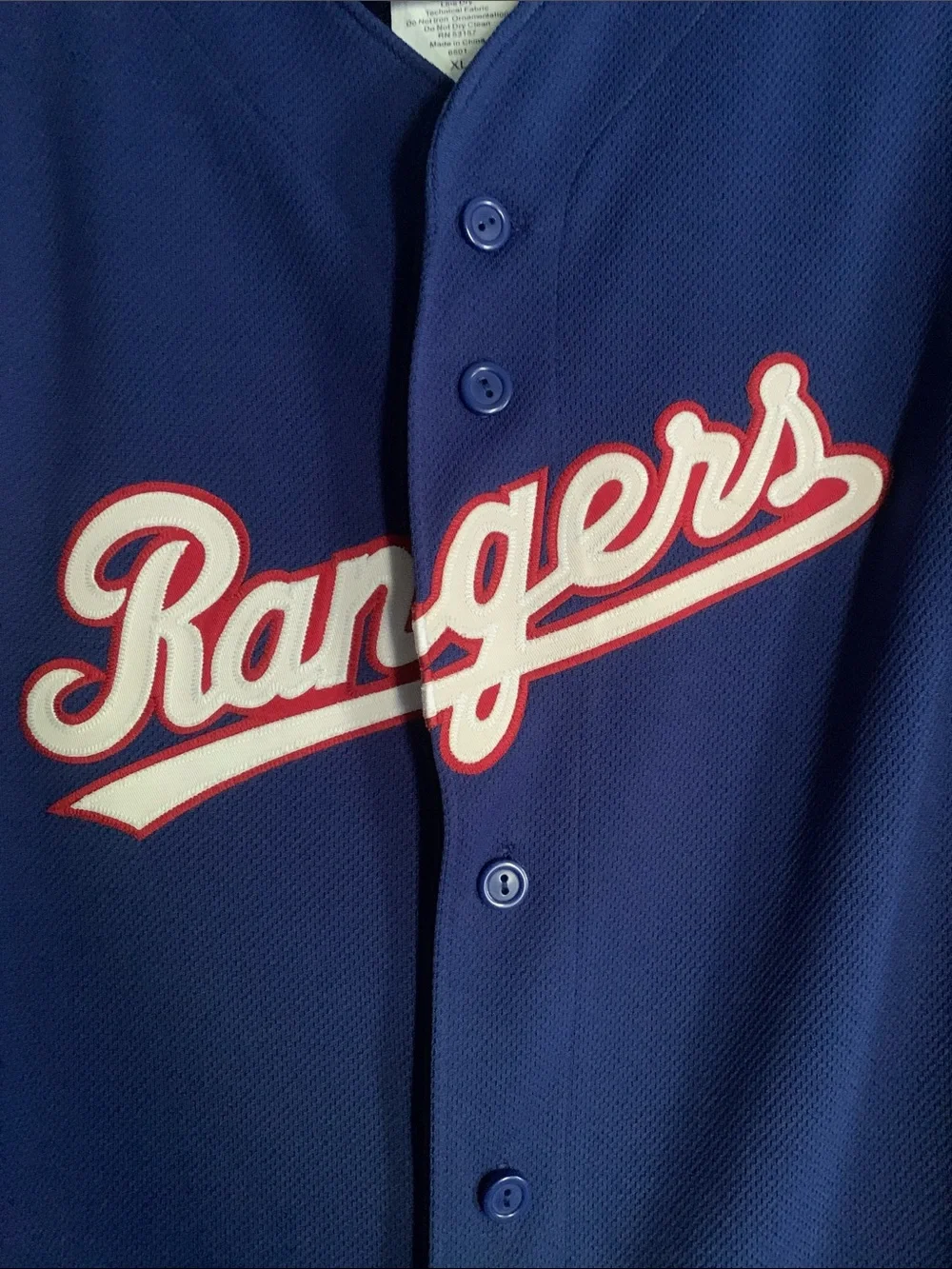 Vintage youth Rangers Blue Baseball Jersey with Red Accents